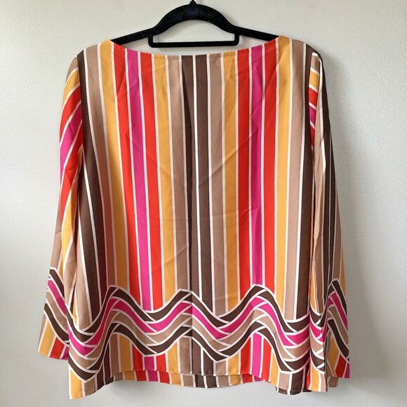 Trina Turk Dawn Top Womens Large Retro Stripe Mod 60s 70s Colorful Disco Party - Picture 8 of 11